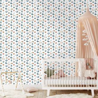 SAMOLEPÍCÍ TAPETA MOŘSKÝ SVĚT V PASTELOVÝCH BARVÁCH - DĚTSKÉ TAPETY - TAPETY