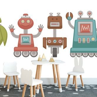 WALLPAPER FAMILY OF ROBOTS - CHILDRENS WALLPAPERS - WALLPAPERS