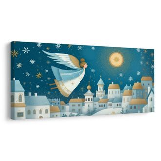 OBRAZ VÁNOČNÍ KRAJINA S ANDĚLEM - VÁNOČNÍ A ZIMNÍ OBRAZY - PICTURES