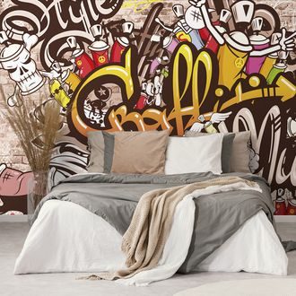 WALLPAPER CHEERFUL GRAFFITI WALL - WALLPAPERS STREET ART - WALLPAPERS