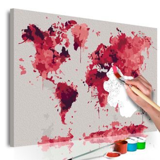 Obraz malování podle čísel světadíly na mapě - Watercolor Map