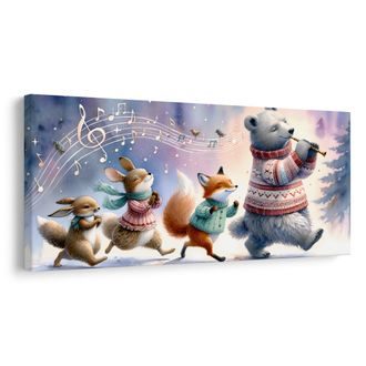 OBRAZ ZIMNÍ PRŮVOD ZVÍŘÁTEK S MELODIÍ - CHILDREN'S PICTURES OF ANIMALS - PICTURES