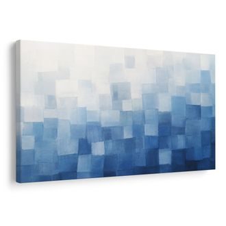 TABLEAU SUR TOILE – ABSTRACTION GÉOMÉTRIQUE BLEUE DÉLICATE - IMAGES FORMES ABSTRAITES - TABLEAUX