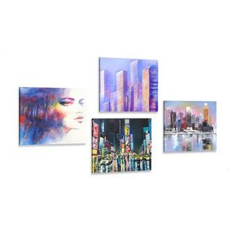CANVAS PRINT SET MYSTERIOUS NIGHTLIFE - SET OF PICTURES - PICTURES