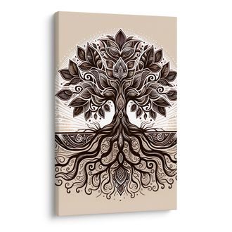 OBRAZ DEKORATIVNÍ STROM ŽIVOTA NA BÉŽOVÉ - OBRAZY STROMY ŽIVOTA - PICTURES