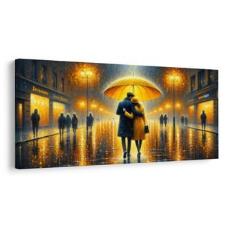 WANDBILD PAAR IN REGNERISCHER NACHT - BILDER MIT LIEBESMOTIVEN - BILDER