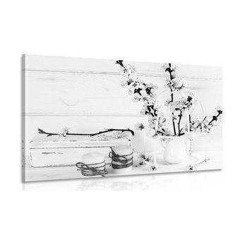 CANVAS PRINT RUSTIC STILL LIFE IN BLACK AND WHITE - BLACK AND WHITE PICTURES - PICTURES