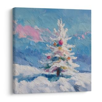 WANDBILD WINTERZAUBER MIT WEIHNACHTSBAUM - WEIHNACHTS- UND WINTERBILDER - BILDER