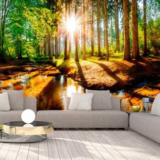 Self adhesive wallpaper forest stream