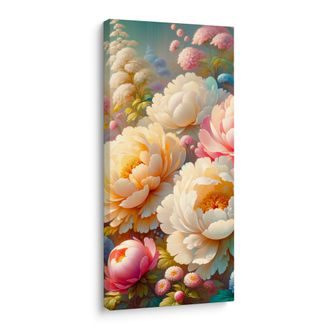 WANDBILD ROMANTISCHER GARTEN MIT PFINGSTROSEN - BILDER BLUMEN - BILDER