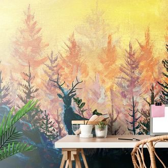 Samolepilna tapeta umetniška gozdna slika