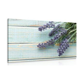 QUADRO DI LAVANDA SU SFONDO IN LEGNO - QUADRI DI FIORI - QUADRI