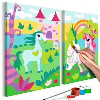 Obraz maľovanie podľa čísiel rozprávkové jednorožce - Fairytale Unicorns