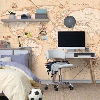 SELF ADHESIVE WALLPAPER WORLD MAP WITH BOATS - SELF-ADHESIVE WALLPAPERS - WALLPAPERS