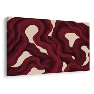 TABLEAU SUR TOILE – LIGNES ORGANIQUES CARMIN - IMAGES FORMES ABSTRAITES - TABLEAUX