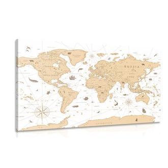 OBRAZ BÉŽOVÁ MAPA - OBRAZY MAPY - OBRAZY