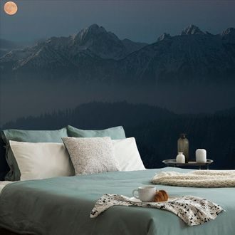 SELF ADHESIVE WALL MURAL FULL MOON OVER THE MOUNTAINS - SELF-ADHESIVE WALLPAPERS - WALLPAPERS