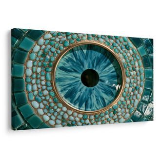 TABLEAU SUR TOILE – ŒIL TURQUOISE EN MOSAÏQUE - TABLEAUX PAR THÈME - TABLEAUX