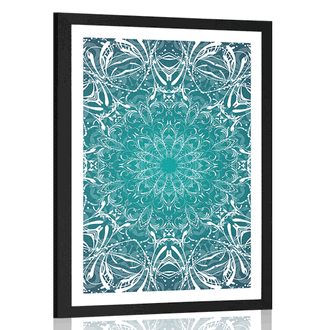 POSTER WITH MOUNT BLUE AND WHITE ROSETTE - FENG SHUI - POSTERS