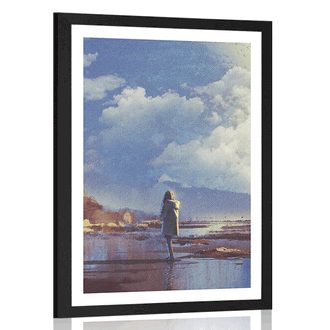 AFFICHE AVEC MONTURE FEMME DANS UN MONDE FANTASTIQUE - PERSONNES - AFFICHES