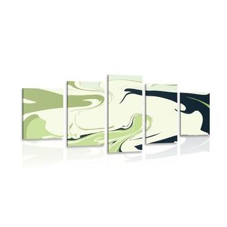5-DÍLNÝ OBRAZ ABSTRAKTNÍ VZOR MATERIÁLŮ ZELENÝ - ABSTRAKTNÍ OBRAZY - OBRAZY