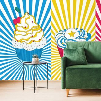 SELBSTKLEBENDE TAPETE POP-ART-CUPCAKES - SELBSTKLEBENDE TAPETEN - TAPETEN