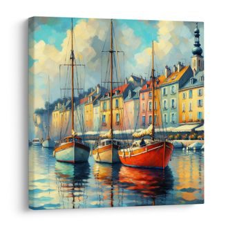 OBRAZ ODPOLEDNÍ KLID V PŘÍSTAVU - OBRAZY MĚSTA - OBRAZY
