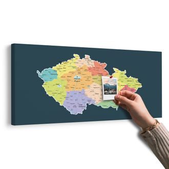 OBRAZ NA KORKU MAPA ČESKA S TMAVÝM POZADÍM - OBRAZY NA KORKU - OBRAZY