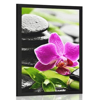 POSTER WELLNESS-STILLLEBEN MIT LILA ORCHIDEE - FENG SHUI - POSTER