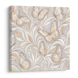 TABLEAU SUR TOILE – PAPILLONS PASTEL PARMI LES FEUILLES - TABLEAUX PAPILLONS - TABLEAUX