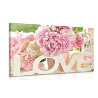 CANVAS PRINT WITH THE ROMANTIC INSCRIPTION LOVE - PICTURES WITH INSCRIPTIONS AND QUOTES - PICTURES