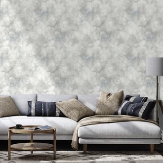 SAMOLEPÍCÍ TAPETA JEMNÉ ŠEDÉ AKVARELOVÉ MRAKY - TAPETY PODLE MOTIVU - TAPETY