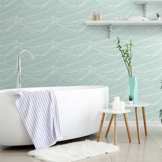 SELF ADHESIVE WALLPAPER LEAF STRUCTURE IN GREEN - SELF-ADHESIVE WALLPAPERS - WALLPAPERS