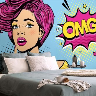 SELBSTKLEBENDE TAPETE DAME IM POP-ART-STIL - OMG! - SELBSTKLEBENDE TAPETEN - TAPETEN