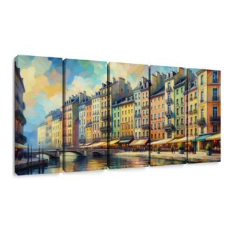 5-DÍLNÝ OBRAZ ROMANTICKÉ NÁBŘEŽÍ - OBRAZY MĚSTA - OBRAZY