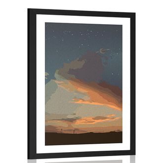 Poster with mount magical night in nature