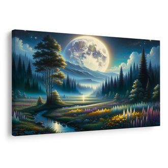 WANDBILD MAGISCHES TAL IM MONDSCHEIN - BILDER WALD - BILDER