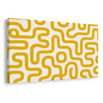 TABLEAU SUR TOILE – MOTIF GÉOMÉTRIQUE RÉTRO JAUNE - PEINTURES VINTAGE ET RÉTRO - TABLEAUX