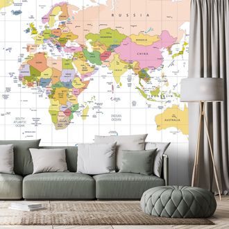 SELF ADHESIVE WALLPAPER MAP ON A WHITE BACKGROUND - SELF-ADHESIVE WALLPAPERS - WALLPAPERS