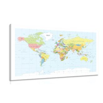 WANDBILD KLASSISCHE WELTKARTE MIT WEISSEM RAND - WELTKARTEN ALS BILDER - BILDER