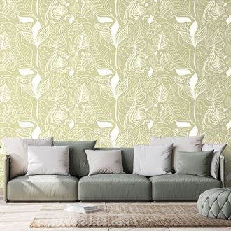 SELF ADHESIVE WALLPAPER MAGICAL LEAVES IN GREEN DESIGN - SELF-ADHESIVE WALLPAPERS - WALLPAPERS