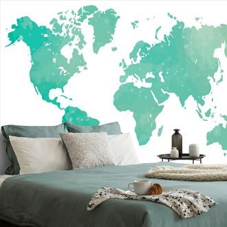 SELF ADHESIVE WALLPAPER WORLD MAP IN GREEN SHADE - SELF-ADHESIVE WALLPAPERS - WALLPAPERS