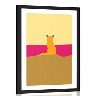 Poster with passepartout curious fox