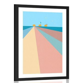 Poster with passepartout cheerful colorful beach