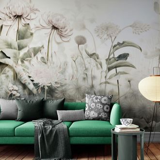 SELBSTKLEBENDE TAPETE IN NATUR GEHÜLLTE BLUMEN MIT BEIGEM KONTRAST - SELBSTKLEBENDE TAPETEN - TAPETEN