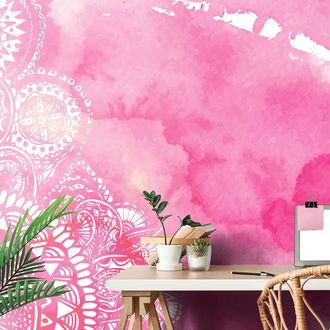 TAPETE MANDALA ROSA AQUARELL - TAPETEN MIT FENG SHUI-MOTIVEN - TAPETEN