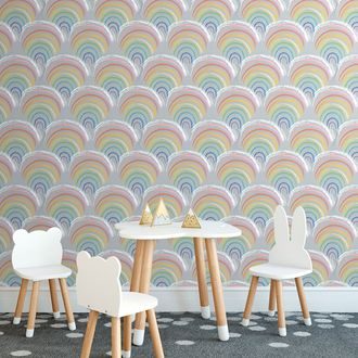 SELF ADHESIVE WALLPAPER CHEERFUL RAINBOW HOUSES - SELF-ADHESIVE WALLPAPERS - WALLPAPERS