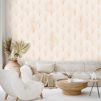SELBSTKLEBENDE TAPETE BEIGE ART-DÉCO-GEOMETRIE - GEMUSTERTE TAPETEN - TAPETEN