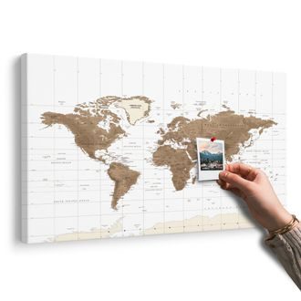 TABLOU PE PLUTĂ HARTA LUMII FRUMOASĂ VINTAGE CU FUNDALUL ALB - TABLOURI PE PLUTĂ - TABLOURI