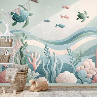 TAPETE UNTERWASSERWELT MIT SCHILDKRÖTEN - TAPETEN NACH MOTIV - TAPETEN